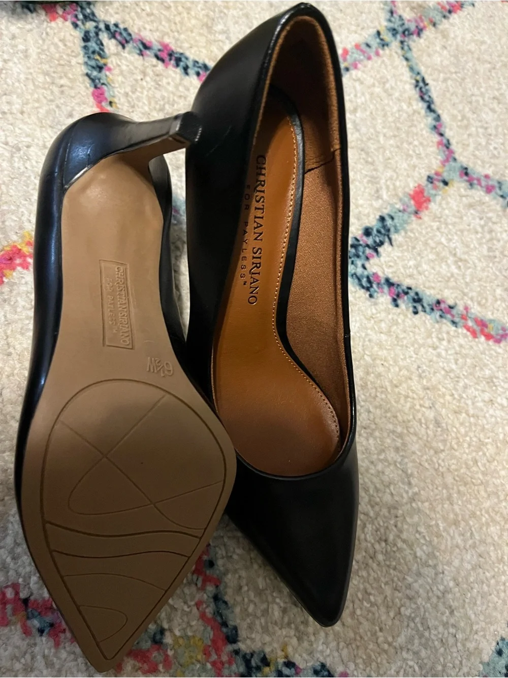 Christian Siriano Black Pointed-Toe Leather Pumps